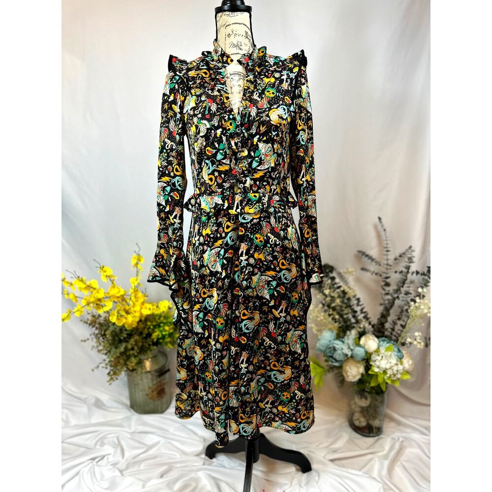 Zadig & Voltaire Rosier Circus Print Dress Midi Multi XS - Picture 8 of 16